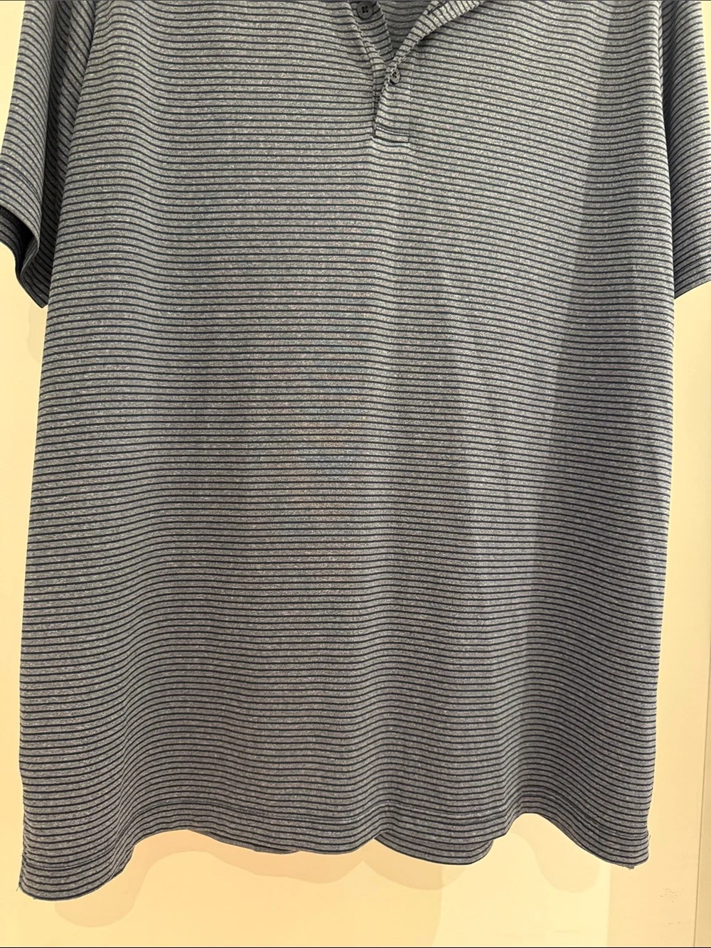 adidas Men’s Navy and White Micro-Striped Polo. Worn once.